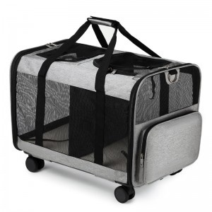 Bolsa de viaje para mascotas con doble compartimento, multifuncional, desmontable, plegable, con rueda universal, plegable para gatos