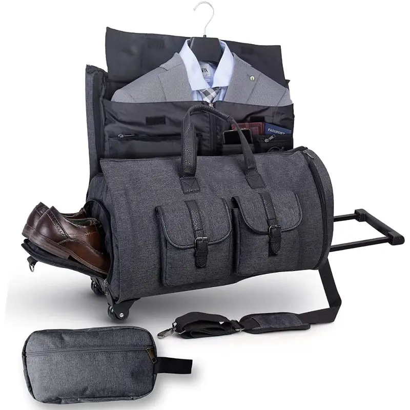 Logotipo personalizado trole haste vestuário duffel sacos de viagem de negócios malas de armazenamento portátil sacos de bagagem bagagem de mão com rodas