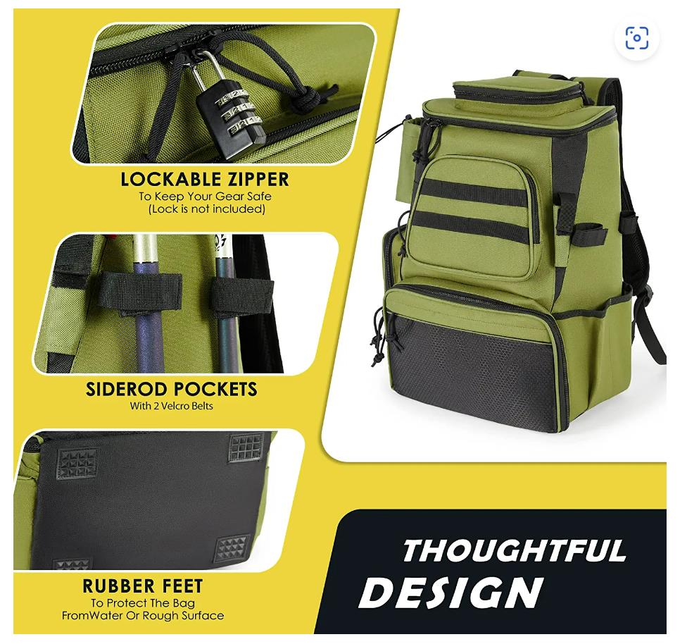 Fishing tackle backpack with 3 fishing tackle trays boxes
