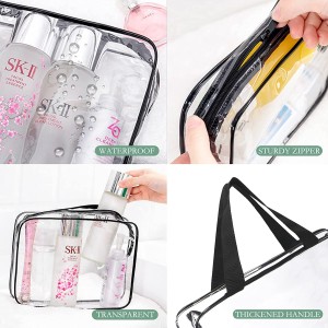 PVC-Kosmetiktasche, wasserdicht, 3-teilig, transparente Make-up-Taschen, Kulturbeutel mit Reißverschluss